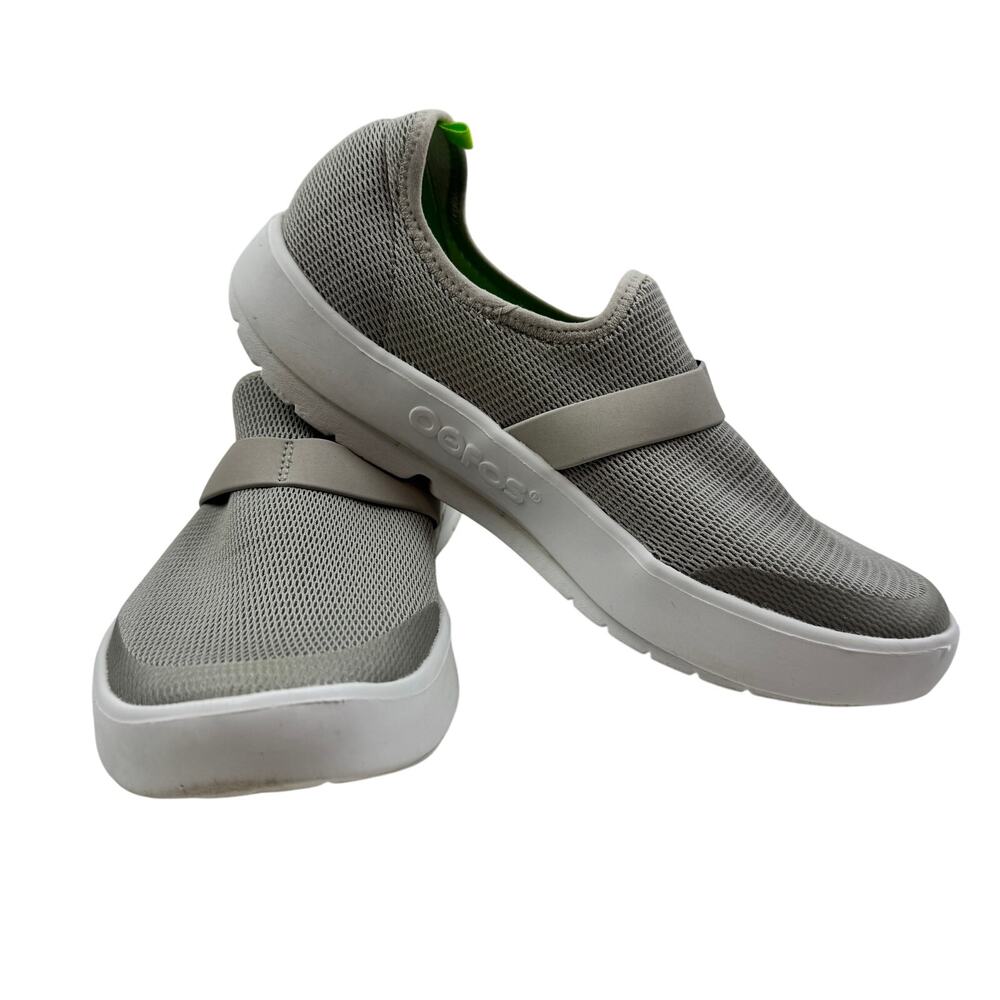 OOfos OOMG Mesh Low Closed Toe Lightweight Comfort Shoes White/Gray Women's 9